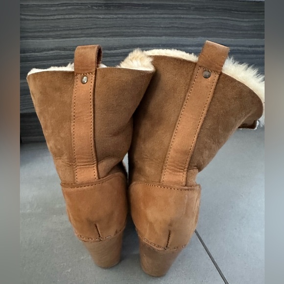 No. 6 Clog lace up suede shearling high heel clog in “honey” size 36 - Picture 4 of 5